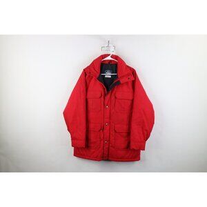 Vintage 90s Woolrich Womens Size Large Distressed Quilted Parka Jacket Red USA